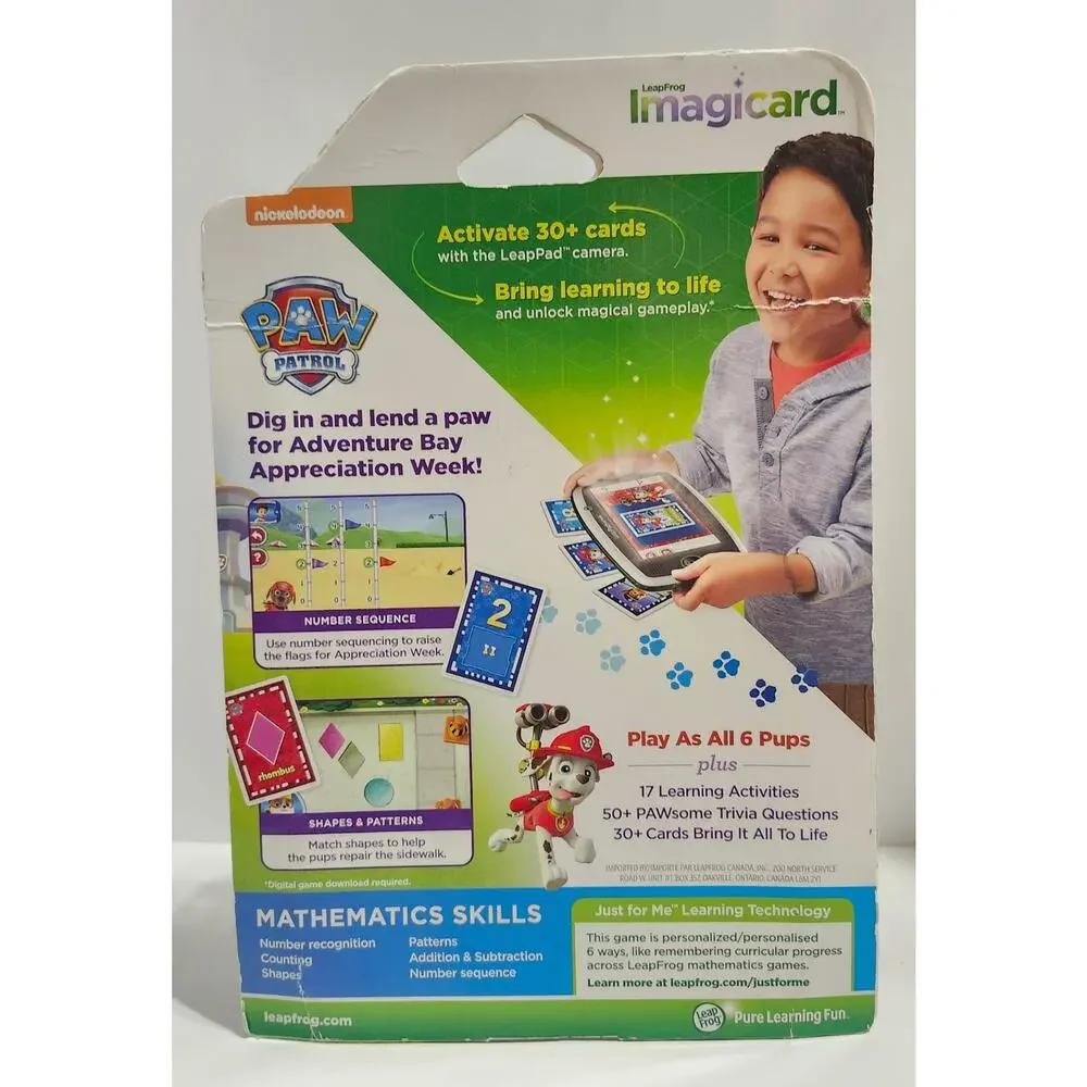 LeapFrog Imagicard Paw Patrol Mathematics Digital Game Interactive Cards New